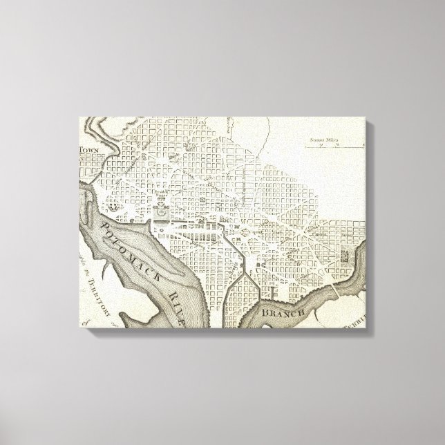 Vintage Karta i Washington D.C. (1794) Canvastryck (Framsida)