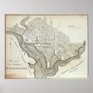 Vintage Karta i Washington D.C. (1794) Poster