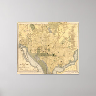 Vintage Karta i Washington D.C. (1893) Canvastryck