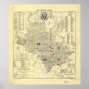 Vintage Karta i Washington D.C. (1909) Poster