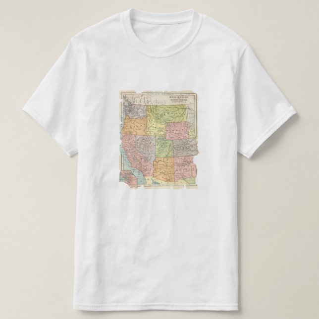 VINTAGE KARTA i WESTERNA STATER T-shirt (Design framsida)