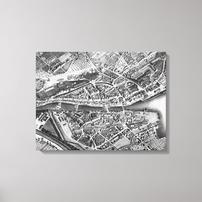 Vintage Karta i Zürich Schweiz (1850) Canvastryck (Framsida)