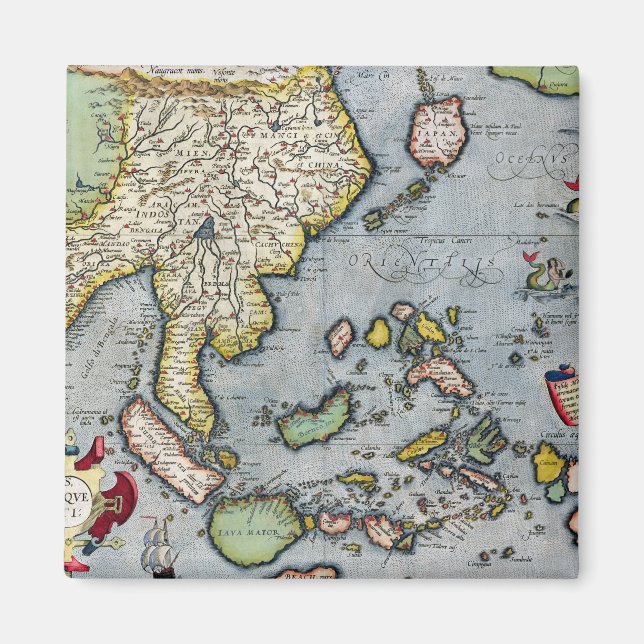 Vintage Karta | Indien till Nya Guinea Magnet (Framsidan)