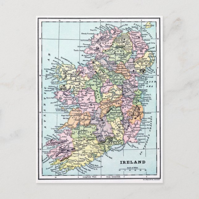 Vintage Karta - Irland Vykort (Framsida)