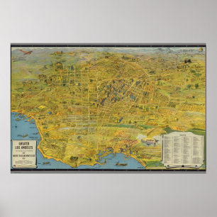 Vintage Karta Los Angeles Poster