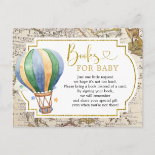 Vintage Karta Luft Ballon Baby Shower Bokar för ba Inbjudan Vykort