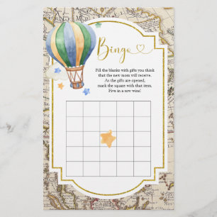 Vintage Karta Luftballong Baby Shower Bingo
