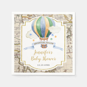 Vintage Karta Luftballong Baby Shower Papper Pappersservett