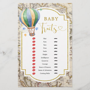 Vintage Karta Luftballong Shower Baby Traits