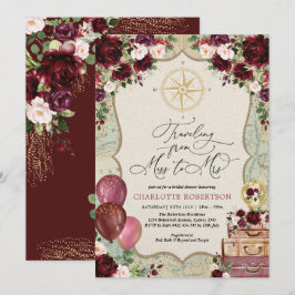 Vintage Karta Miss till Mrs Travel Möhippa Inbjudningar