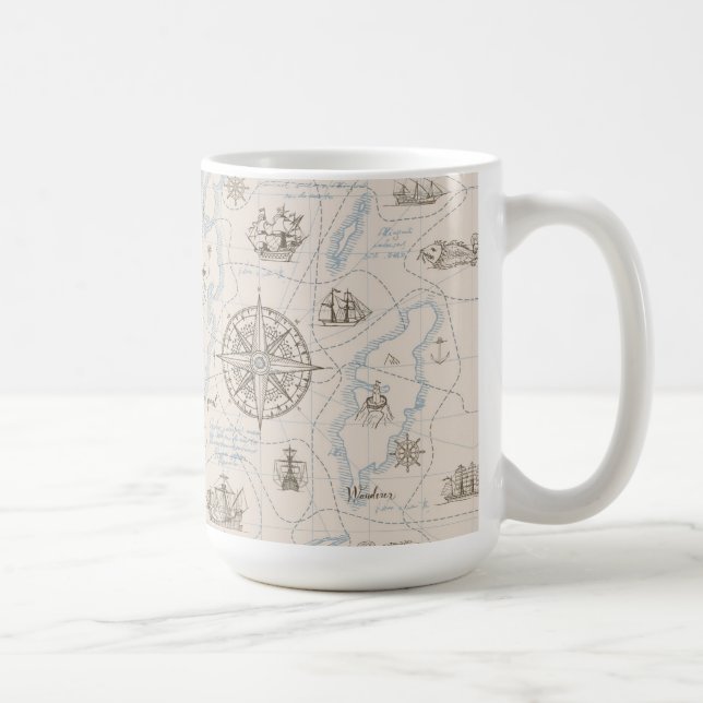 Vintage Karta Mönster Kaffemugg (Höger)