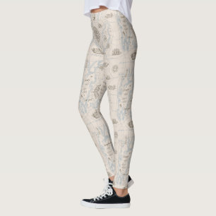 Vintage Karta Mönster Leggings