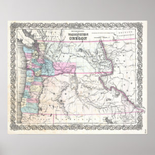Vintage Karta Northwest Oregon Poster