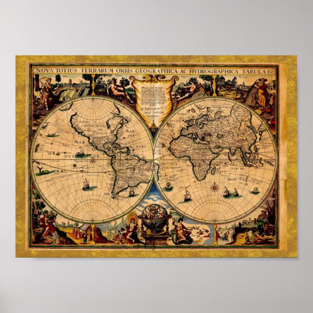 Vintage Karta Nova totius terrarum 1625 Poster (Framsidan)