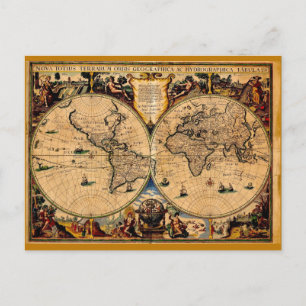 Vintage Karta Nova totius terrarum 1625 Vykort