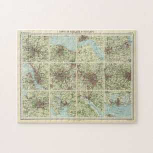 Vintage Karta of Cities of England & Scotland (192 Pussel