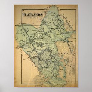 Vintage Karta of Flatland, Long Island, 1873 Poster