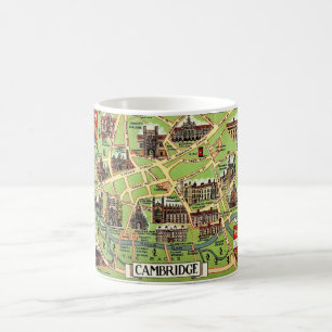 Vintage karta över Cambridge vykort Kaffemugg