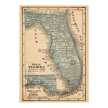 Vintage karta över Florida 20x28 Poster