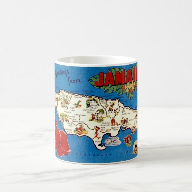 Vintage karta över Jamaica Kaffemugg (Center)