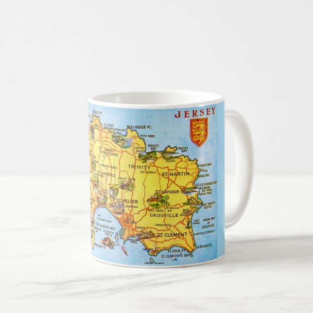 Vintage karta över Jersey Kaffemugg (Framsida höger)