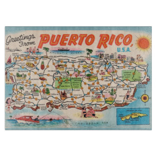 Vintage karta över Puerto Rico
