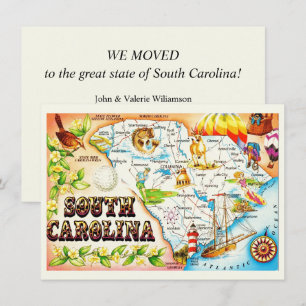 Vintage karta över South Carolina flyttmeddelande