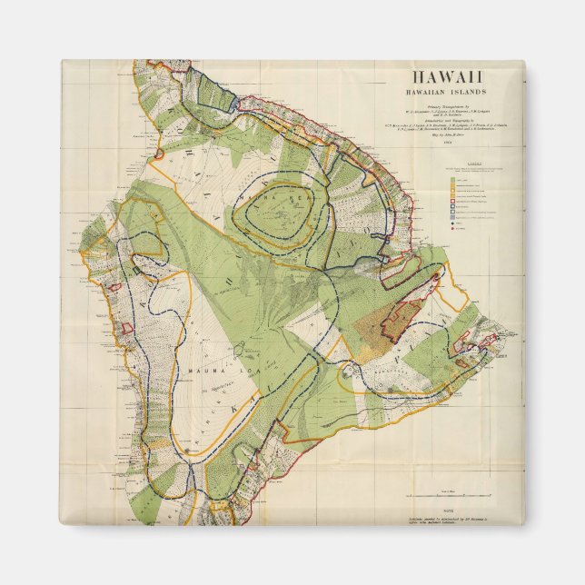 Vintage Karta på Hawaii Island (1906) Magnet (Framsidan)