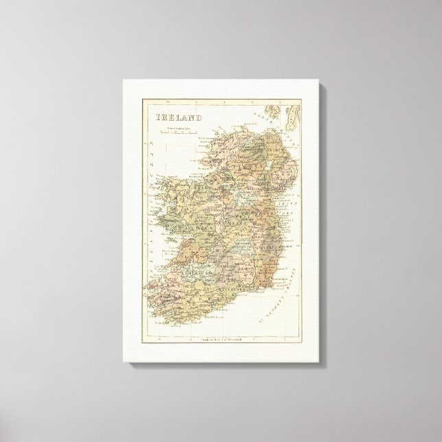 Vintage Karta på Irland 1862 Canvas (Framsida)