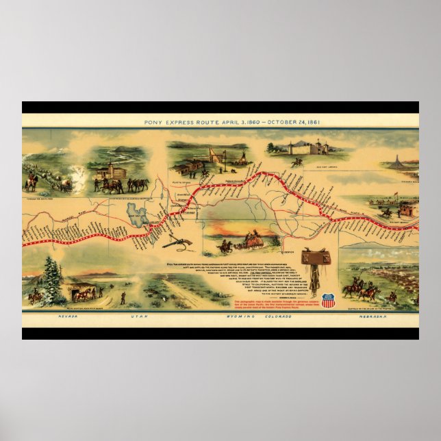 Vintage Karta Pony Express Poster (Framsidan)