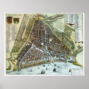 Vintage karta Rotterdam Poster