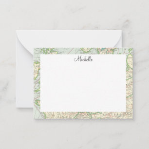 Vintage Karta Script-Personlig Anteckningskort