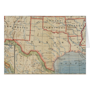 Vintage Karta - Texas Ca.1888 Blank Inside Note Ca OBS Kort