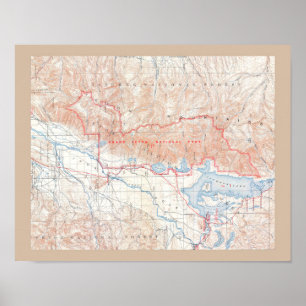 Vintage Karta till Jackson Hål & Grand Tetons Poster