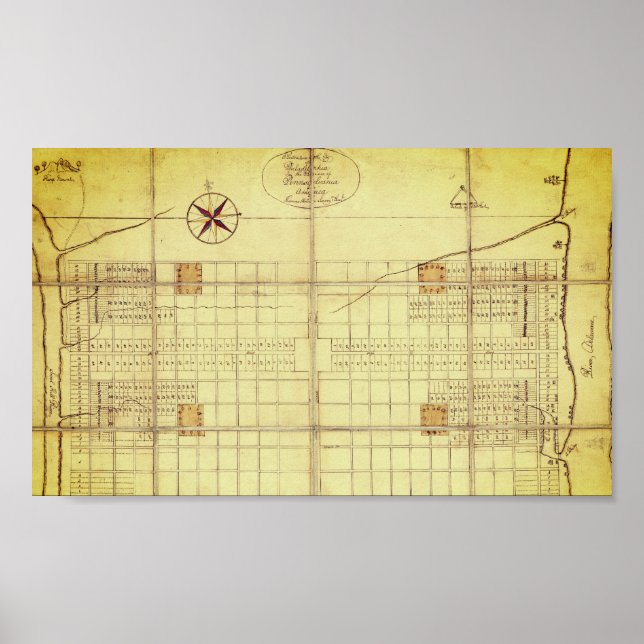 Vintage Karta, ursprunglig layout - Philadelphia ( Poster (Framsidan)