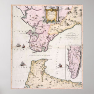 Vintage Karta vid Gibraltarsundet (1780) Poster