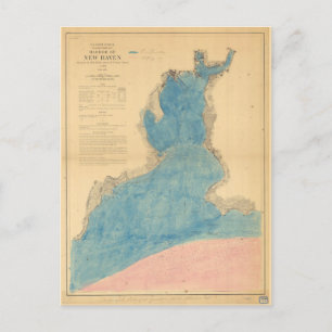 Vintage Karta vid hamnen i New Haven Connecticut Vykort