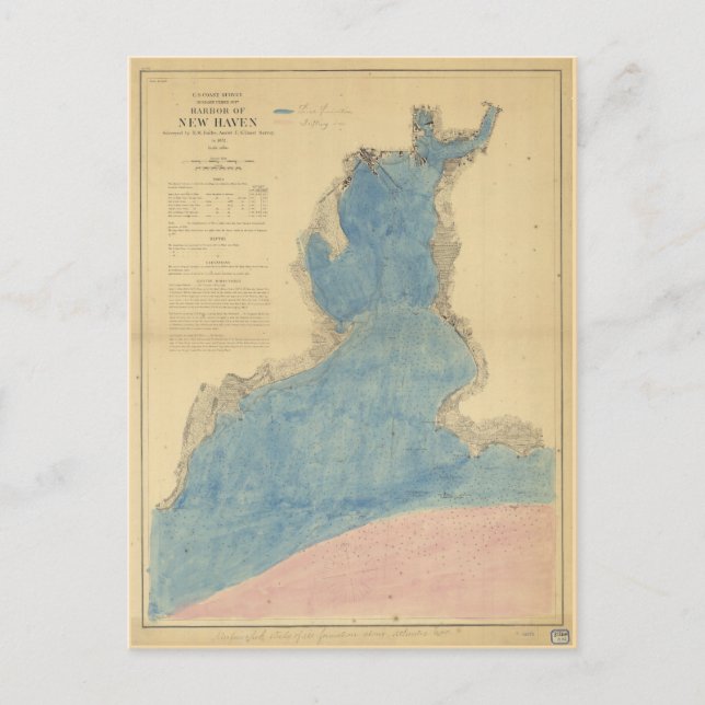 Vintage Karta vid hamnen i New Haven Connecticut Vykort (Framsida)