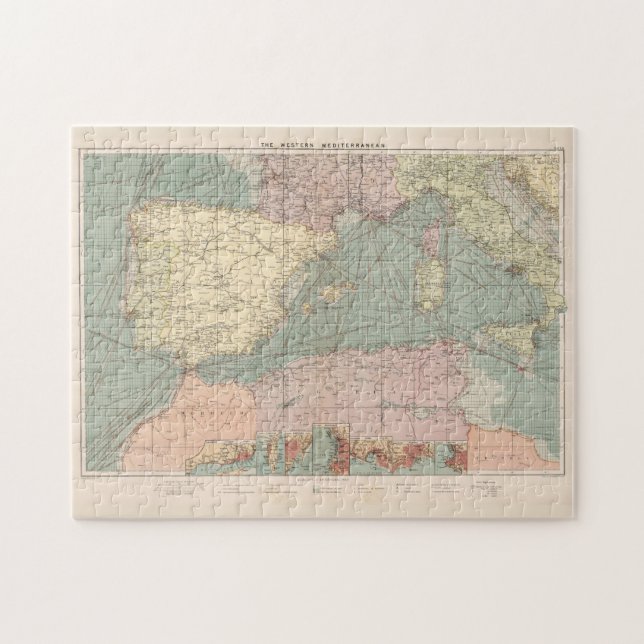 Vintage Karta vid Östrans Medelhavshamnar Pussel (Horisontell)