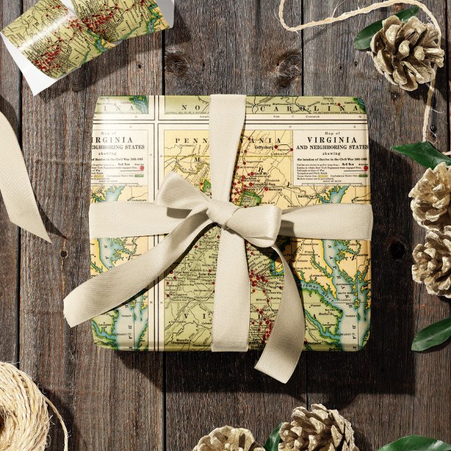 Vintage Karta vid Virginia-attles vid Krig Presentpapper (Skapare uppladdad)