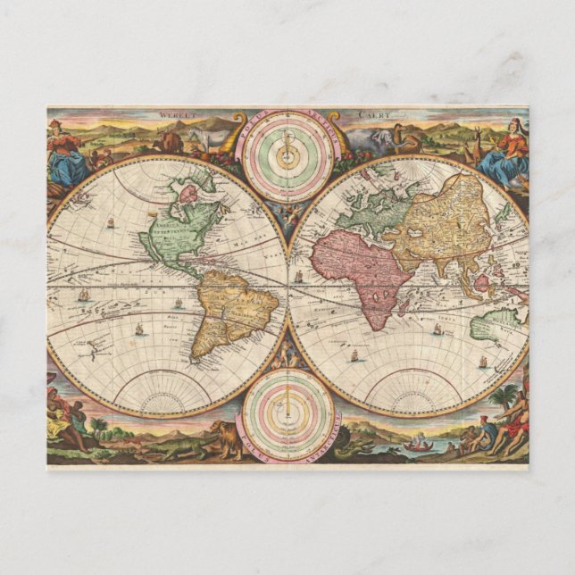 Vintage Karta vykort med kliptisk (Framsida)