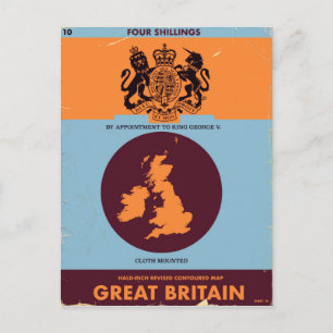 Vintage kartbokomslag av Storbritannien. Vykort