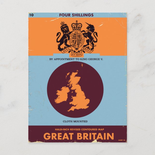 Vintage kartbokomslag av Storbritannien. Vykort (Framsida)