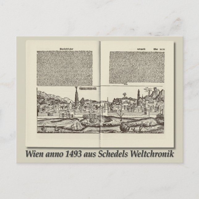 Vintage Karte Österreich Schedls Weltchronik 1493 Vykort (Framsida)