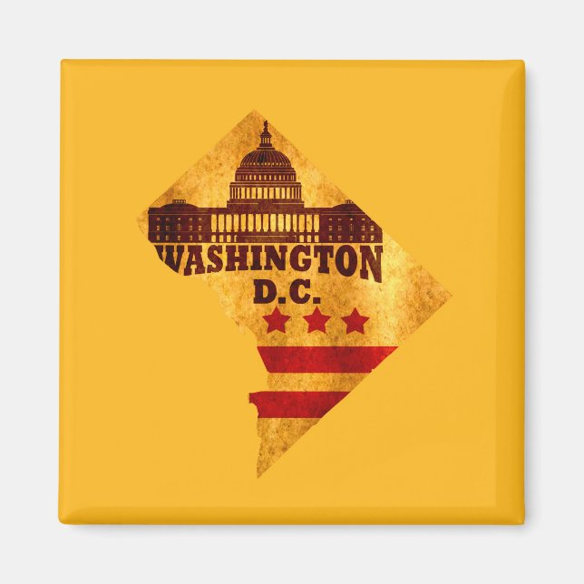 Vintage kartflagga Washington DC Magnet (Framsidan)