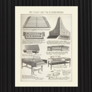 Vintage kartlägger av pianot poster