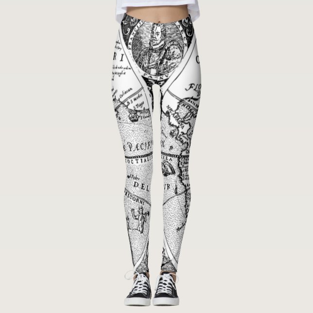 Vintage Kartleggings Leggings (Framsida)