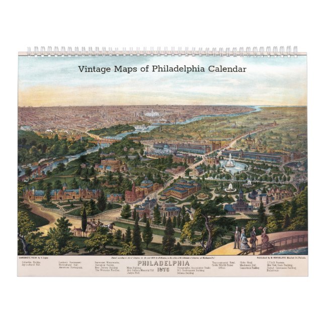 Vintage Kartor i Philadelphia Kalender (Omslag)
