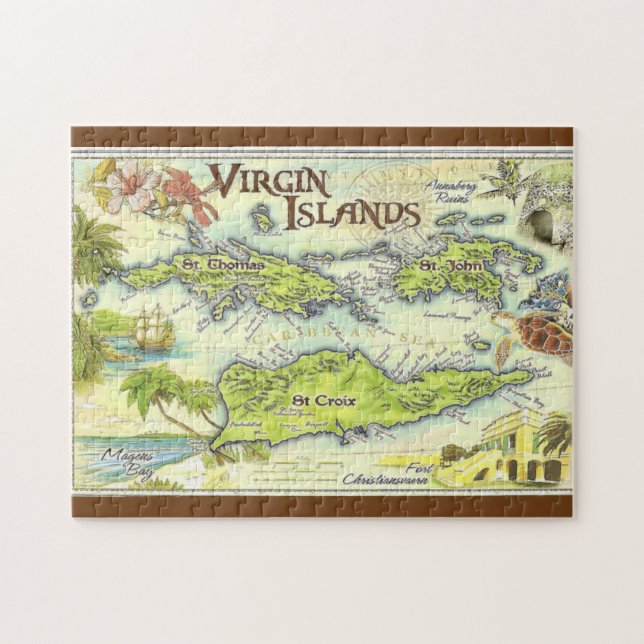 Vintage Kartor, USVI Pussel (Horisontell)