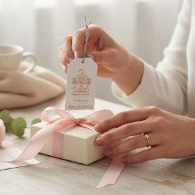 Vintage Karusell Baby Shower Förmån Tack Tag